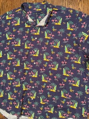 Ralph Lauren 2XB Men’s Navy Tropical Flamingo Print Shirt